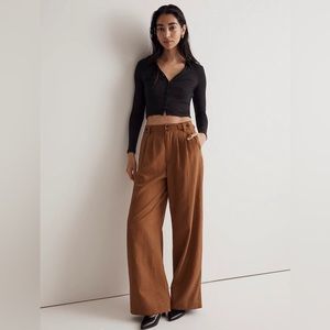 Madewell Harlow wide leg pants in acorn | size 4 | academia high waisted |